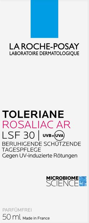 Nutritional values and ingredients La Roche Posay Toleriane Rosaliac AR (Sun cream face, SPF 30, 50 ml, 75 g)