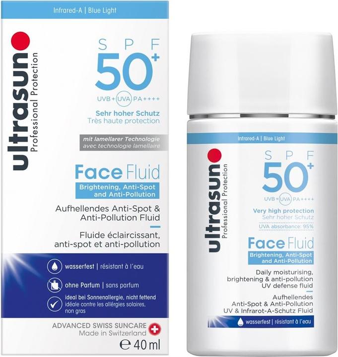 Image du produit Ultrasun Face Fluid Brightening & Anti-Pollution SPF50+ (Crème solaire visage, SPF 50+, 40 ml, 72 g)