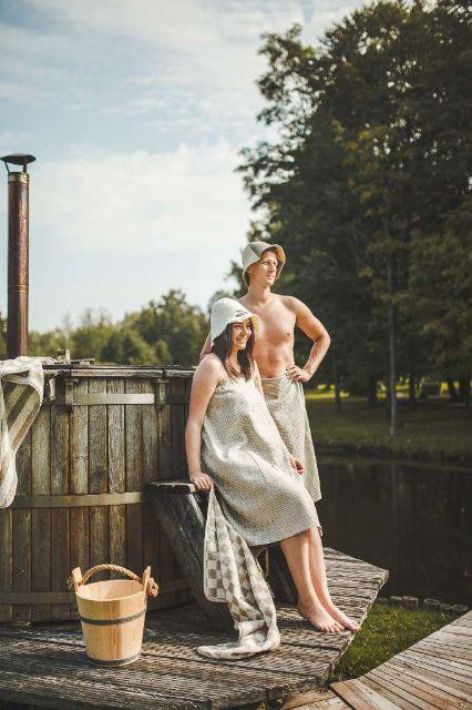 Image du produit Namų tekstilė SAUNA BRODÉ 75X145 GAUFRÉ