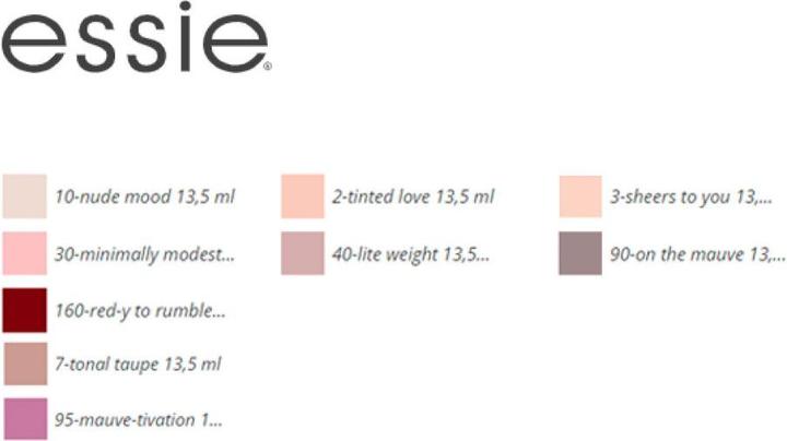 Nutritional values and ingredients Essie Nail Care Treat, Love and Color (95 Mauve-tivation, Colour paint)