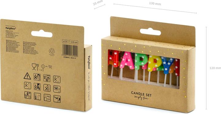 Productafbeelding Partydeco Gelukkige Verjaardag Kaarsen (13 stuks) - Veelkleurig