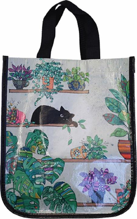 Actual product image Kiub recycled tote bag kitten plants bug art pm