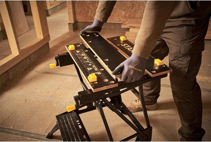 Produktbild Stanley Workmate mit Bambus-Arbeitsplatte und dualer Arbeitshöhe, belastbar bis 250kg (50.50 cm, 54 cm)