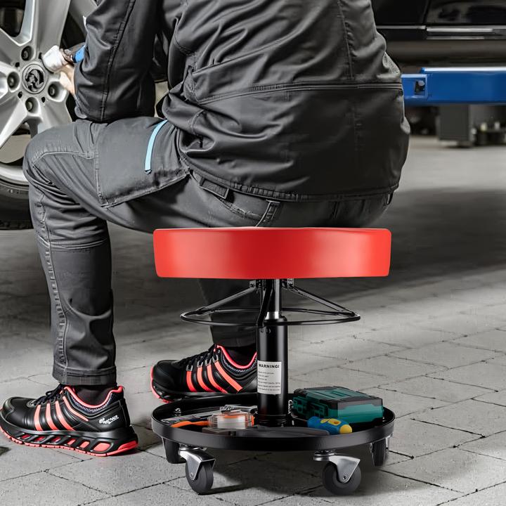 Actual product image Wiltec XPOtool Rollhocker höhenverstellbar 40,5-53,5cm Drehhocker bis 150kg Hocker (150 kg)