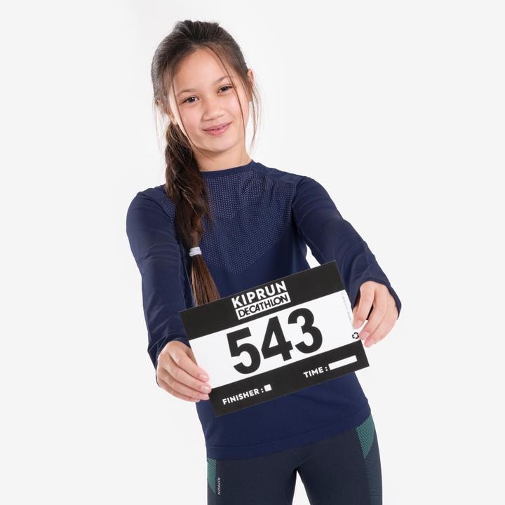 Produktbild Kiprun Laufshirt langarm Kinder atmungsaktiv - Skincare dunkelblau/grau (128)