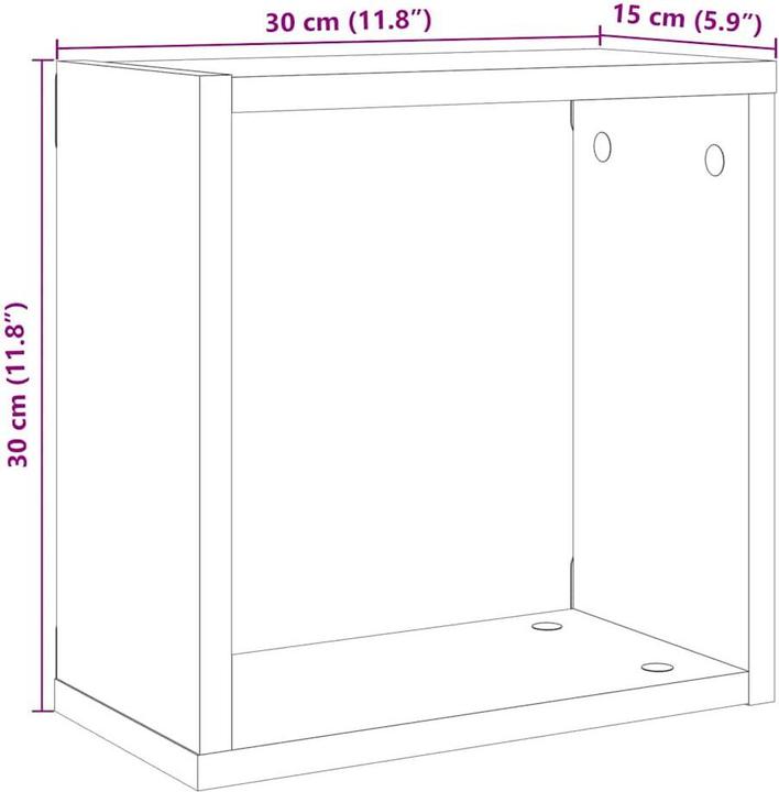 Immagine prodotto VidaXL Wandregal Hängeregal Regalwürfel Cube Lounge CD Regal 2Stk. Artisan-Eiche (30 x 15 x 30 cm)