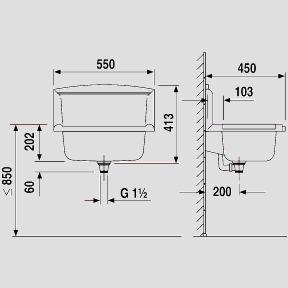 Produktbild Sanit Multiset Funktionsbecken granit (BxTxH 430x270x160mm, Überlauf, Seifenschale, 2 Haken, Stopfen) (270 mm, 430 mm)