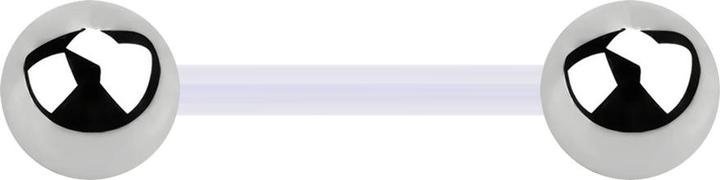 Produktbild Star Piercing Barbell transparent mit zwei Kugeln silber (ohne Messing, Chirurgenstahl 316L, Bioflex)