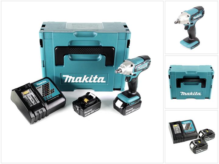 Actual product image Makita DTW 190 RFJ 18 V Li-Ion Cordless Impact Wrench + Makpac Case + 2 x Batteries BL 1830 3,0 Ah + (Rechargeable battery operated)
