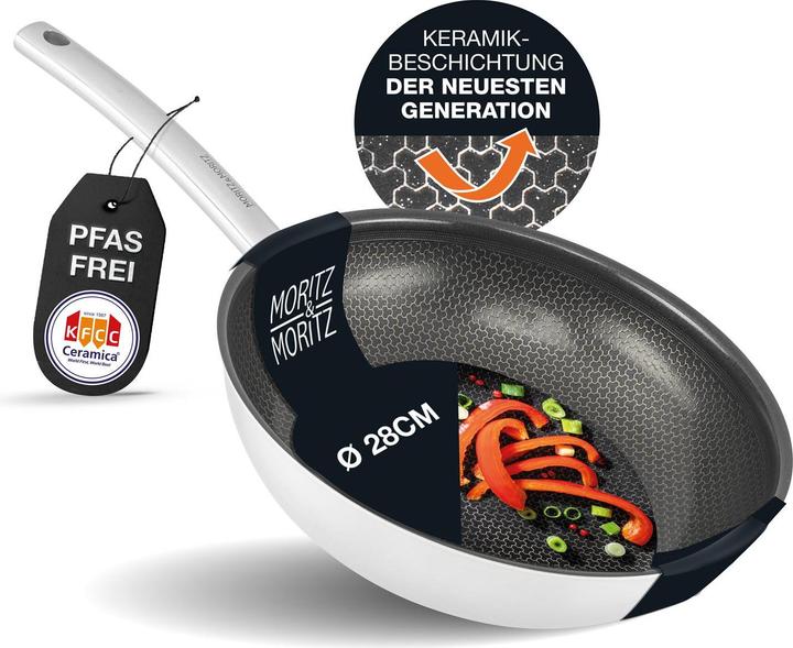 Image du produit Moritz & Moritz Poêle en acier inoxydable à structure alvéolaire 28cm avec revêtement céramique de dernière (Ensemble de casseroles et de poêles de cuisson, Acier inoxydable)