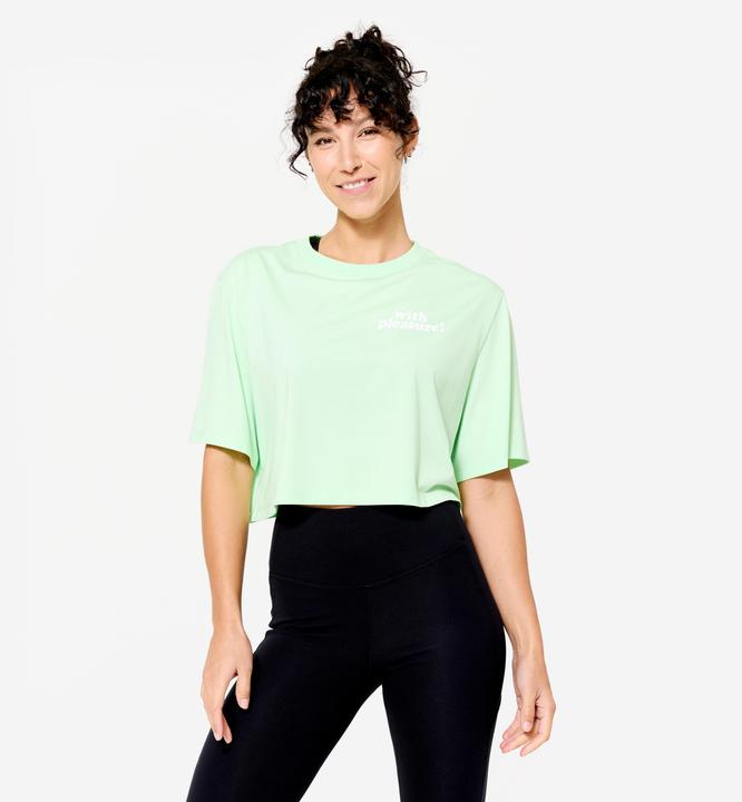 Domyos T-Shirt Crop Top Damen - hellgrün