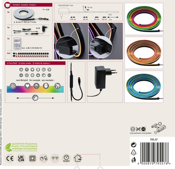 Produktbild Paulmann EntertainLED Schlauch Black Neon (RGB, 500 cm, Indoor)