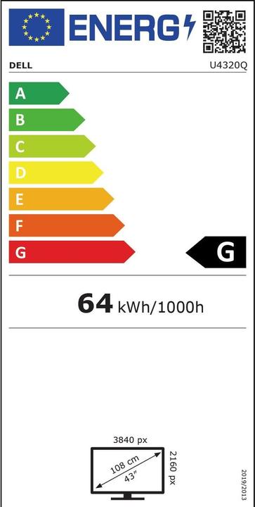 Energie-Label Dell UltraSharp U4320Q (3840 x 2160 Pixel, 42.50")