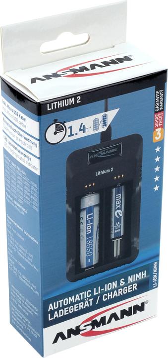 Produktbild Ansmann Lithium 2 (2 Stk., 14500, 16340, 17670, 18500, 18650, 22650, 26650, AAA, AA, Ladegerät ohne Akku)