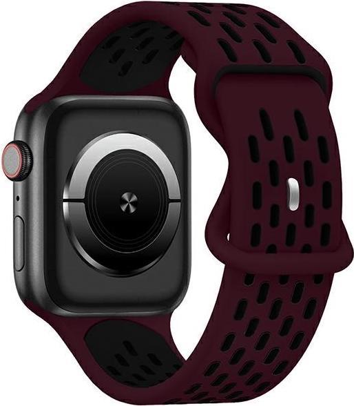 Beline pasek Apple Watch New Sport Silicone 42/44/45/49mm bordowo-czarny wine red/black box (Silikon, 3, 4, Ultra, Watch 2)