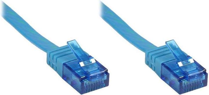 Produktbild Varia Patchkabel, Cat. 6a, U/UTP, FLACHKABEL, 500 MHz, blau, 0,5m (U/FTP, CAT6a, 0.50 m)