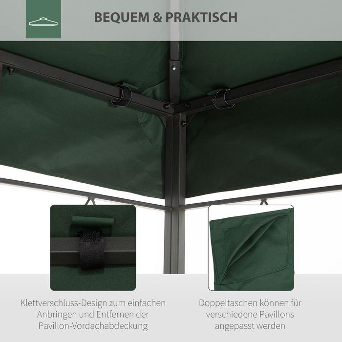 Produktbild Swisshandel24 Ersatzdach Pavillondach für Metallpavillon Gartenpavillon Partyzelt Gartenzelt Polyester 3x4m Grün (1200 cm, 300 cm)