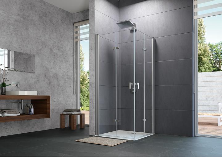 Hüppe Design pure folding door, left-hand fixing, width 700mm, height 1900mm, installation on showe (200 cm, 78 cm, 190 cm)