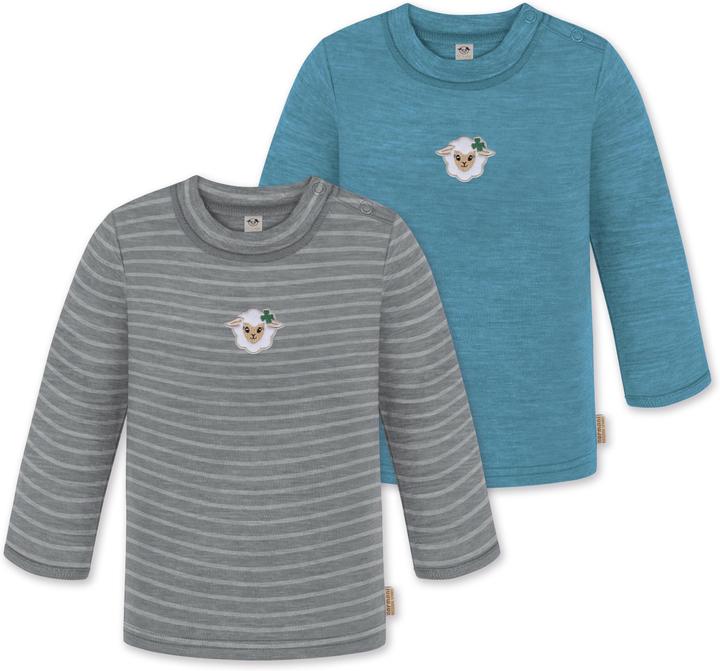 Normani 2er Pack Baby Merino Longsleeve „Taupo" - 9473