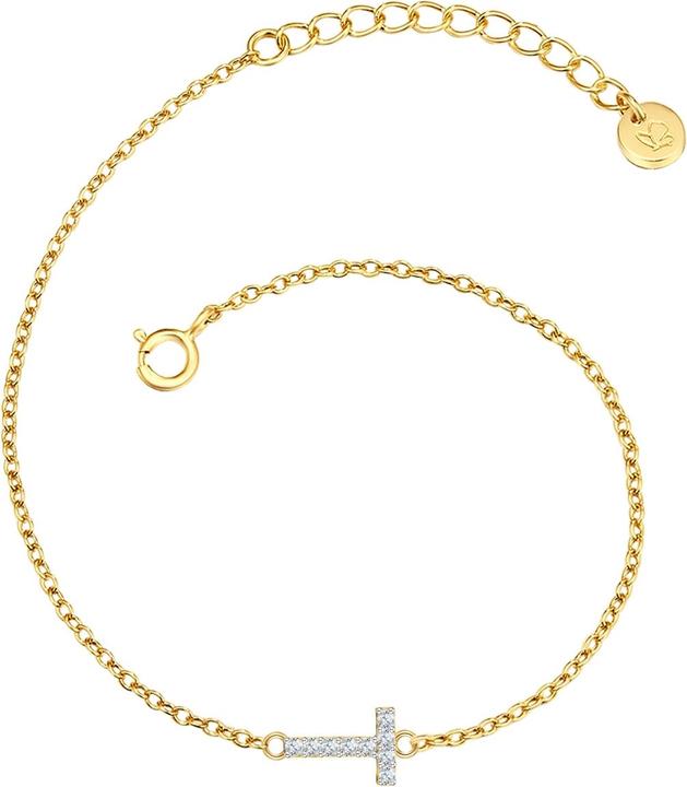Produktbild Glanzstücke München Damen Buchstabe T Sterling Silber Zirkonia Gelbgold 17,0 cm Basislänge + 3,0 cm Verlängerung - 32146 (17 cm, Sterling Silber)