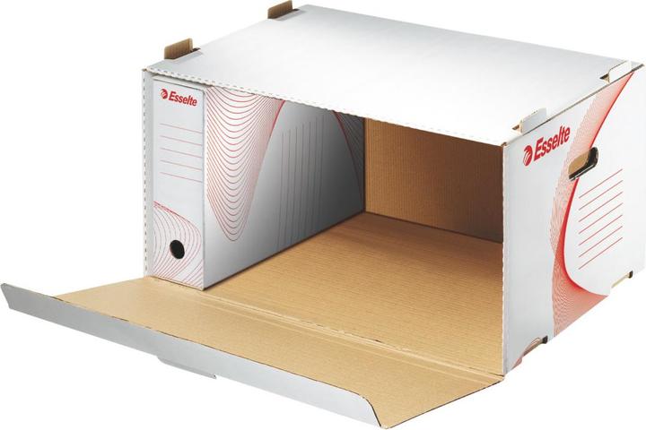 Produktbild Leitz Esselte Archivcontainer Standard für Kartons, weiß/rot mit Frontklappe, für Format DIN A4, FSC z (A4)