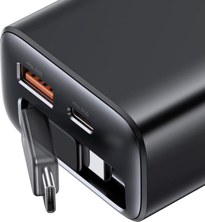Produktbild Usams CC299 65W Fast Charger With Retractable Type-C Cable (EU) - Xiang Series Black (65 W)
