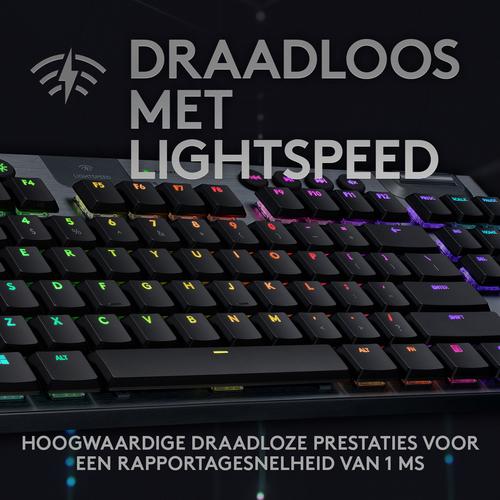 Actual product image Logitech G G915 TKL - GL Tactile, Full-size (100%), Bluetooth, Mechanical, QZERTY, RGB LED, Black (Eng. Int., Cable)
