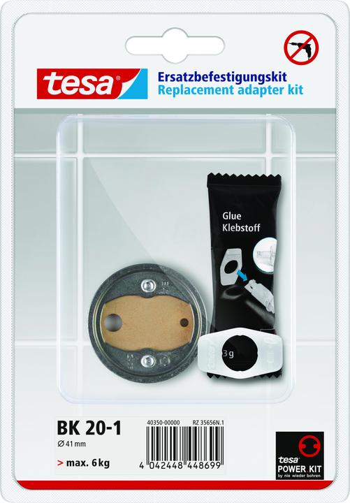 Actual product image tesa Power.kit mounting adapter BK20, self-adhesive spare part, 41mm diameter, 8mm height