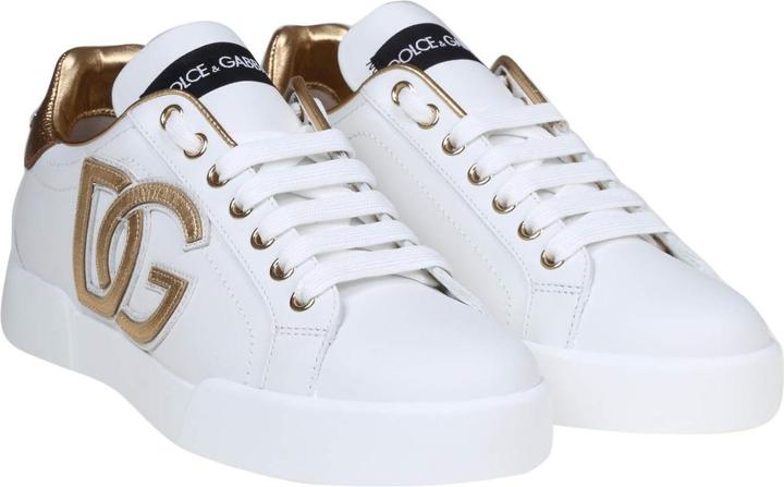 Produktbild Dolce & Gabbana portofino sneakers white and gold with dg logo (38)