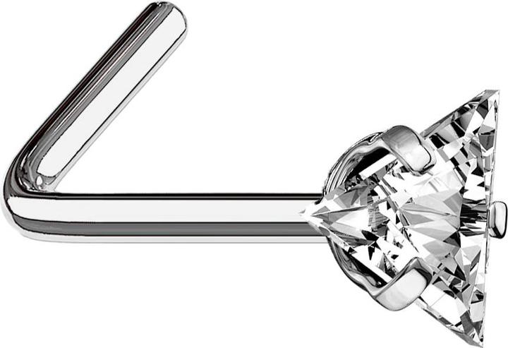 Produktbild Star Piercing Nasenstecker gewinkelt silber dreieckiger Kristall silber gefasst (ohne Messing, Titan G23)
