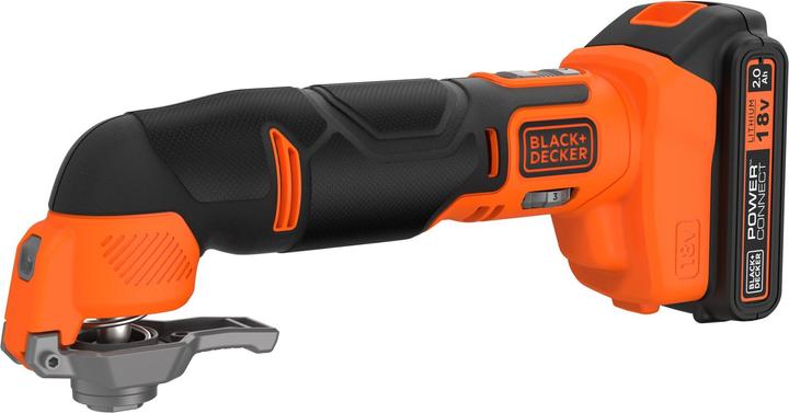 Image du produit Black & Decker Outil multifonctions 18 V, chargeur 1A, batterie 1x 2,0 Ah, 20 pièces d'accessoires, Kitbox