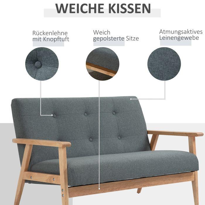 Produktbild Swisshandel24 Doppelsofa Polsterung Loveseat kompaktes Design Zweisitzer Stoffsofa 2 Sitzer Sofa Leinen Gummiholz (2-Sitzer)