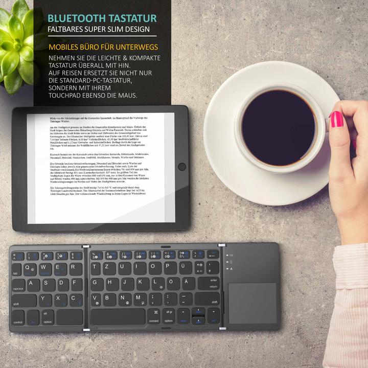 Produktbild Aplic Wireless Tastatur, faltbares Mini Bluetooth Keyboard mit Touchpad im Super Slim Design (DE, Kabellos)