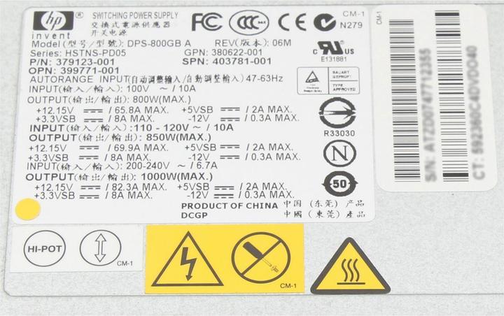 Actual product image HP 403781-001 (1000 W)