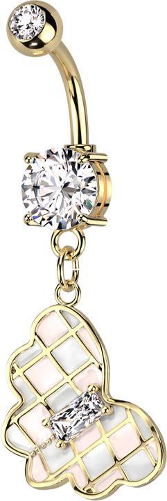 Produktbild Star Piercing Banane vergoldet mit Kugel Kristall silber Anhänger Schmetterlin Kristall Baguette (Messing, Chirurgenstahl 316L)
