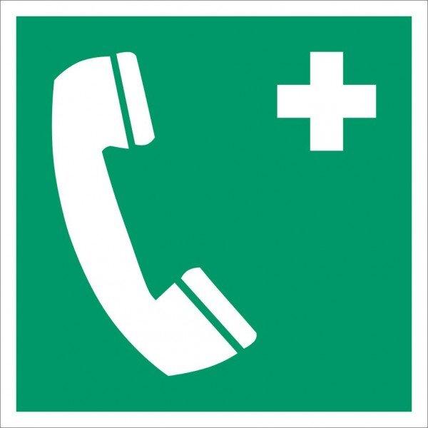 Image du produit Everglow Pictogramme Autocollant Téléphone d'urgence ASR A1.3 ISO 7010-E004 15x15cm