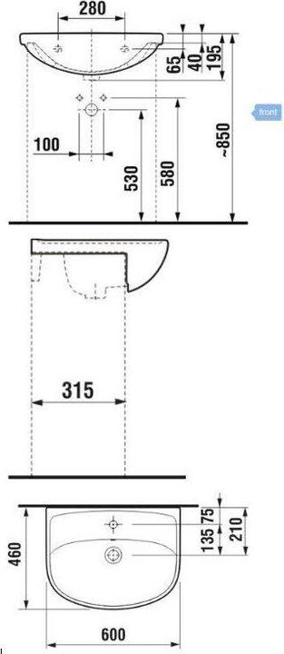 Produktbild Jika Countertop Bas Lyra Plus-60 Whte (460 mm, 600 mm)
