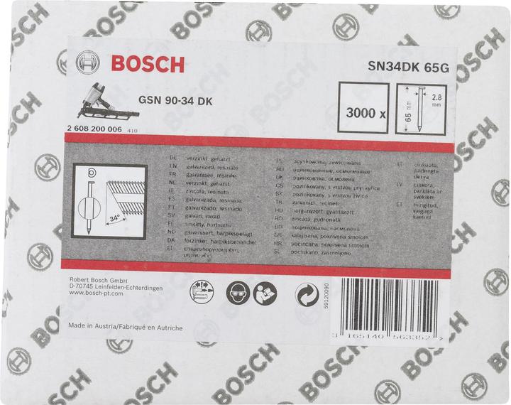 Image du produit Bosch Professional Zubehör D-head strip nail SN34DK 65