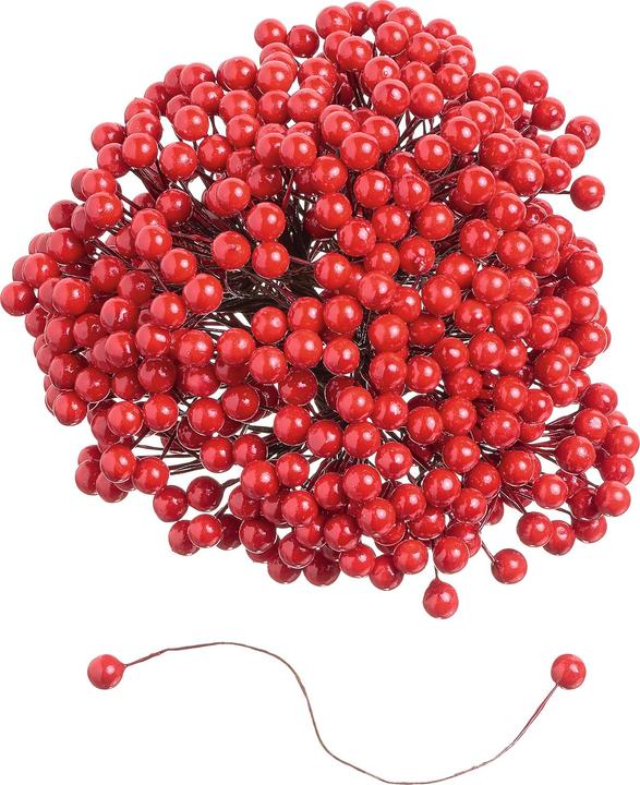 Immagine prodotto VBS XXL Bacche decorative su filo "Ø 7 mm", 500 pezzi, rosso