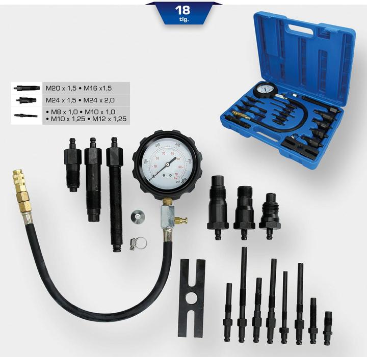 Immagine prodotto Brilliant Tools Set di tester di compressione per motori diesel, 18 pezzi.