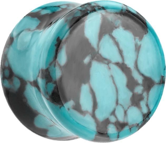 Star Piercing Flared Plug türkis mit Musterung schwarz (ohne Messing, Organisch)