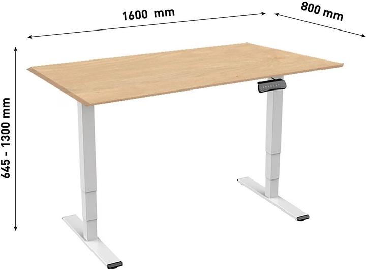 Image du produit Contini Table de bureau réglable en hauteur (160 x 80 x 130 cm)