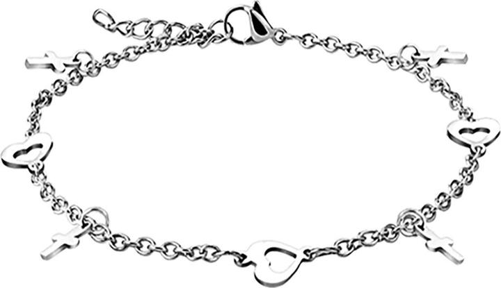 Star Piercing Kette silber mit Herzen und Kreuz (Chirurgenstahl 316L)