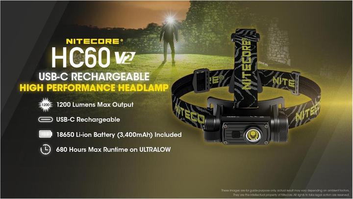 Immagine prodotto Nitecore HC60 V2 - 1200 lumen, inclusa batteria ricaricabile (1200 lm)