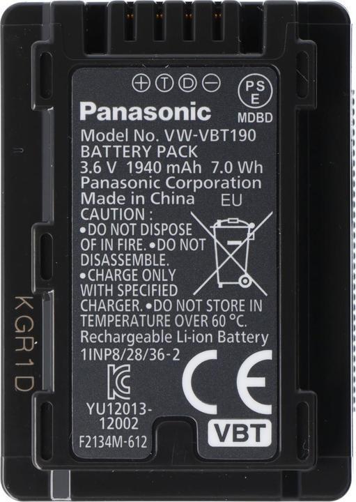 Actual product image Panasonic Vw-Vbt190e-K (Rechargeable battery)