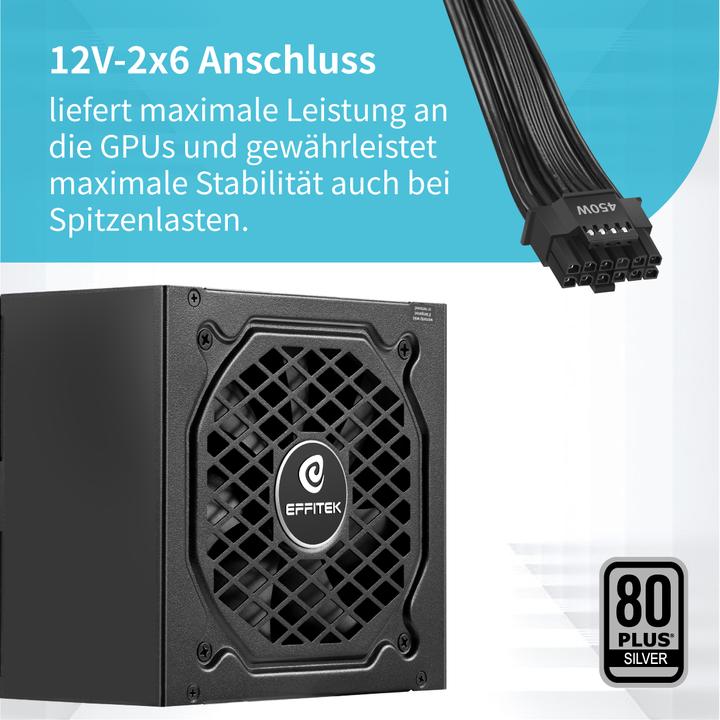 Actual product image Effitek Netzteil 750W Silver ATX 3.1, PCI 5.1 (750 W)