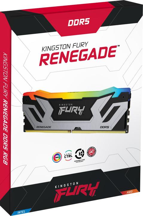 Produktbild Kingston Technology FURY Renegade RGB, 24 GB, 1 x 24 GB, DDR5, 288-pin DIMM (1 x 24GB, 8400 MHz, DDR5-RAM, DIMM)