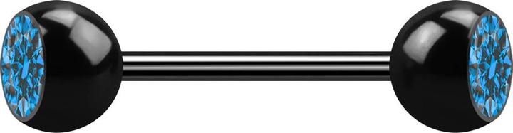 Produktbild Star Piercing Micro Barbell schwarz mit zwei Kugeln Kristall hellblau (Chirurgenstahl 316L, ohne Messing)
