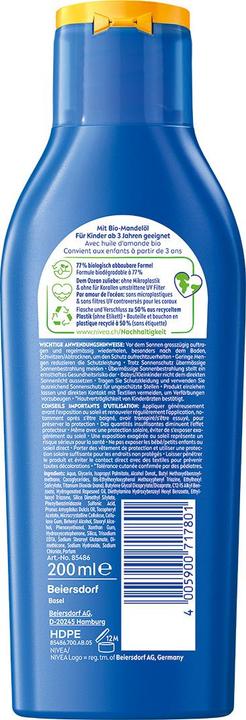 Actual product image NIVEA Sun lotion Kids Protect & Play SPF 50+, 200 ml (Sun lotion, SPF 50, 200 ml, 240 g)