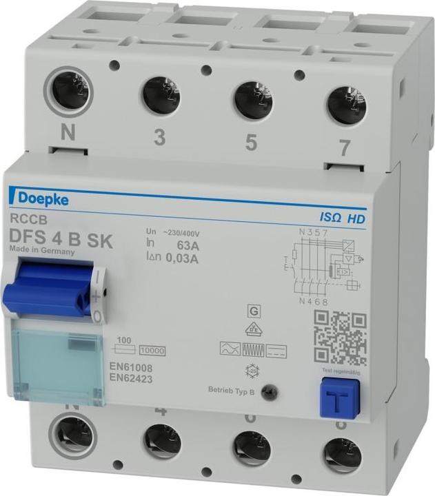 Actual product image Doepke 091448HD DFS 4-pole 63A 0.03A Type B SK N-li HD RCD circuit breaker all-current sensitive